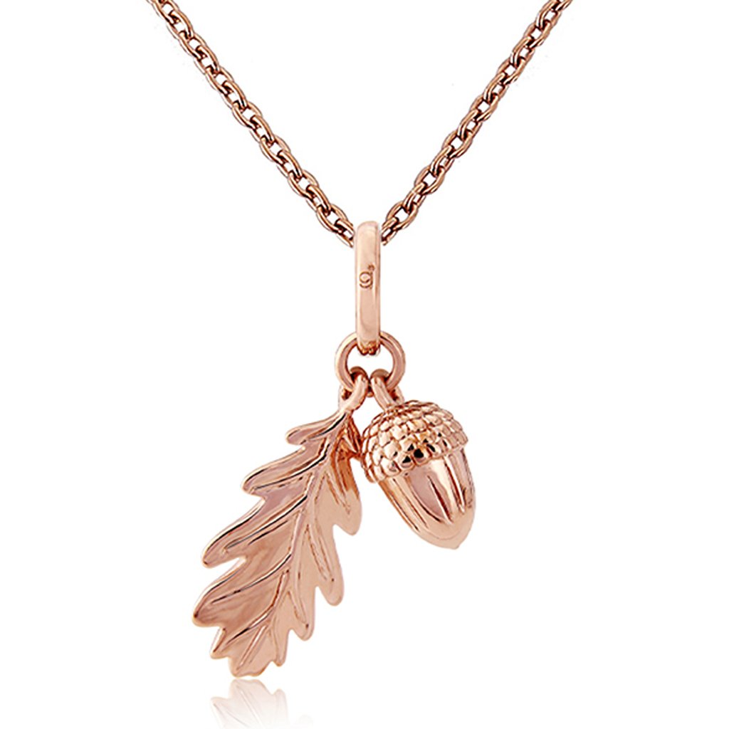 gorgeous-rose-gold-acorn-leaf-necklace-on-white-background