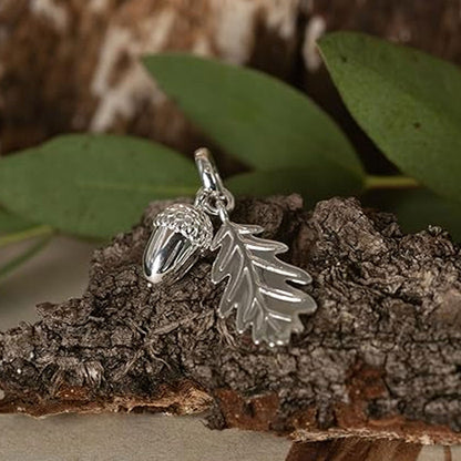 Acorn & Leaf Recycled Sterling Silver Necklace - Cotswold Jewellery