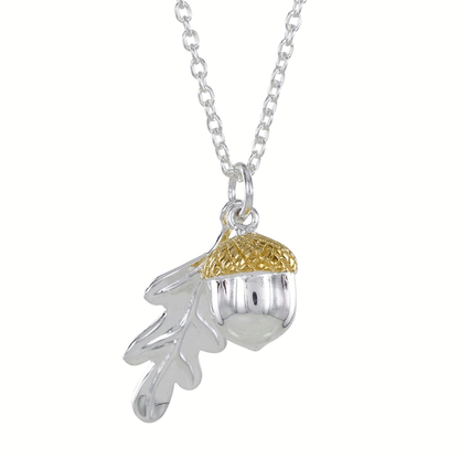 Acorn & Leaf Sterling Silver Necklace - Cotswold Jewellery