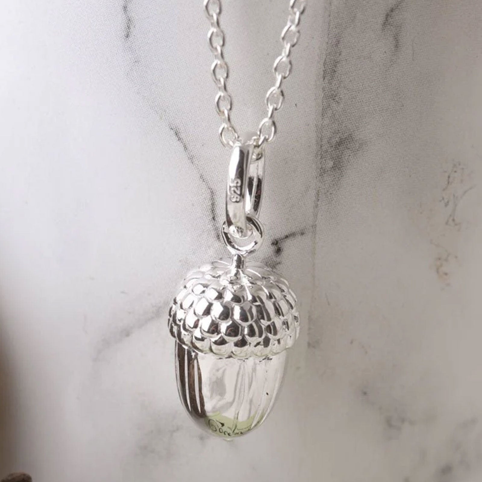 Acorn Recycled Sterling Silver Necklace - Cotswold Jewellery