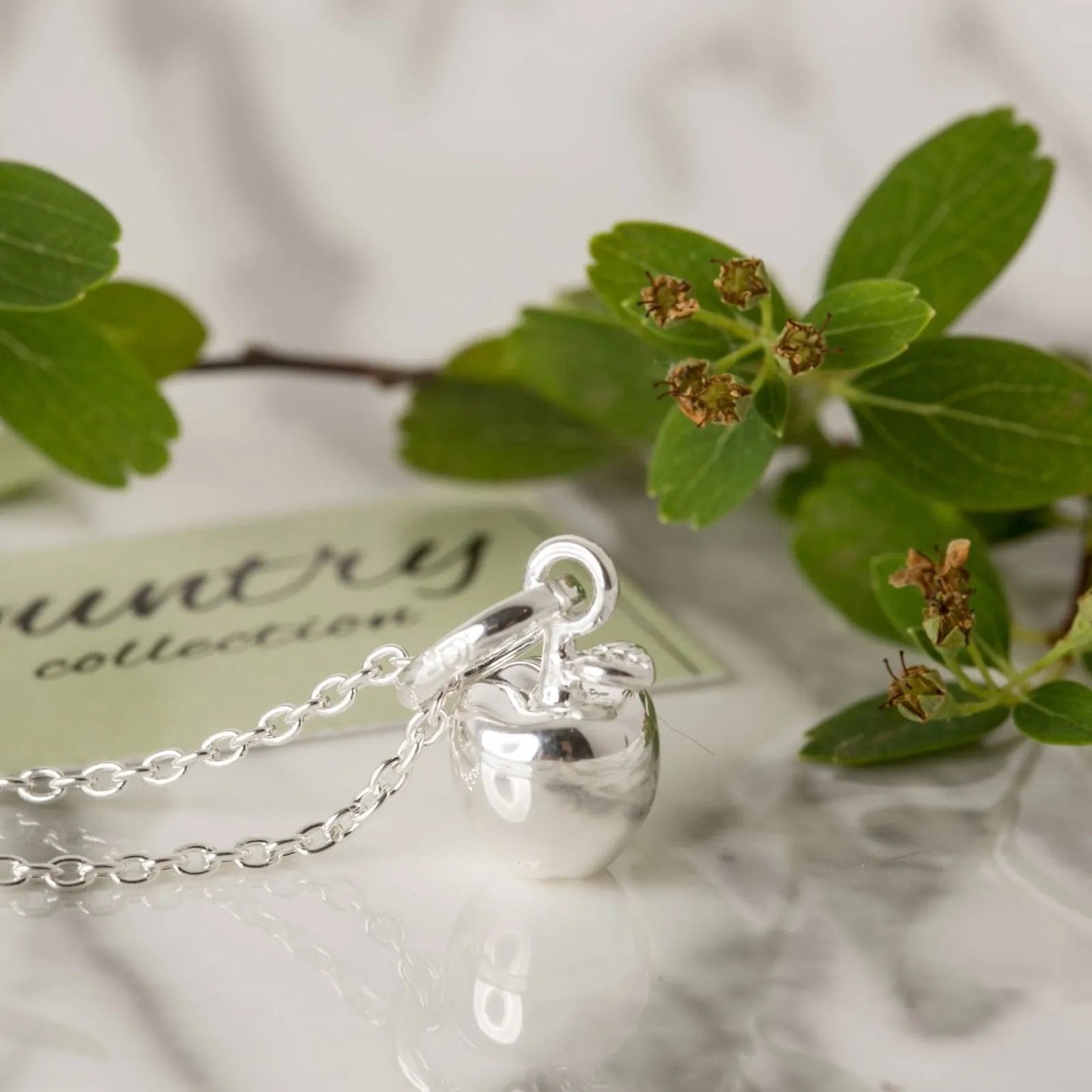 Apple Recycled Sterling Silver Necklace - Cotswold Jewellery