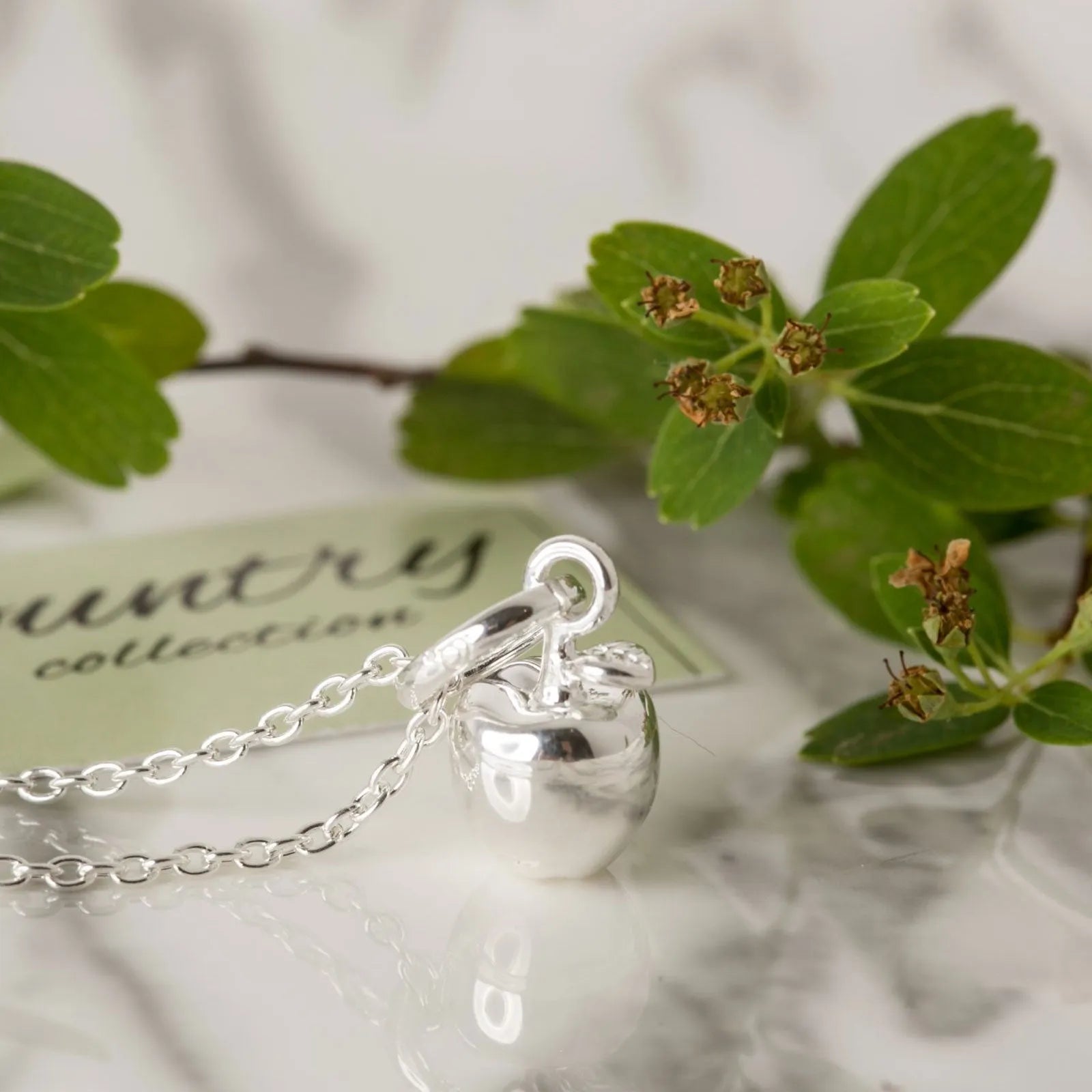 Apple Recycled Sterling Silver Necklace - Cotswold Jewellery