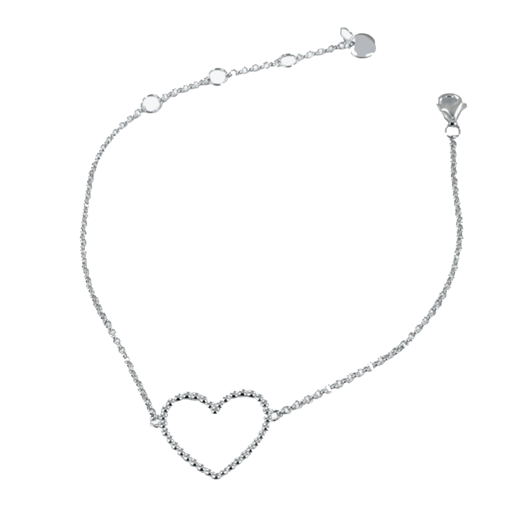 Beaded Heart Sterling Silver Bracelet - Cotswold Jewellery