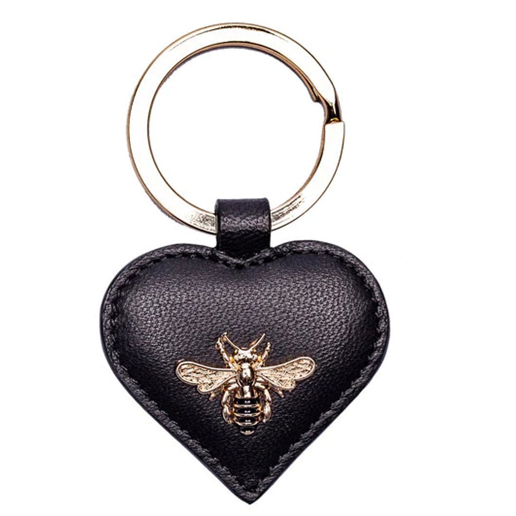 Bee Heart Key Ring Black - Cotswold Jewellery