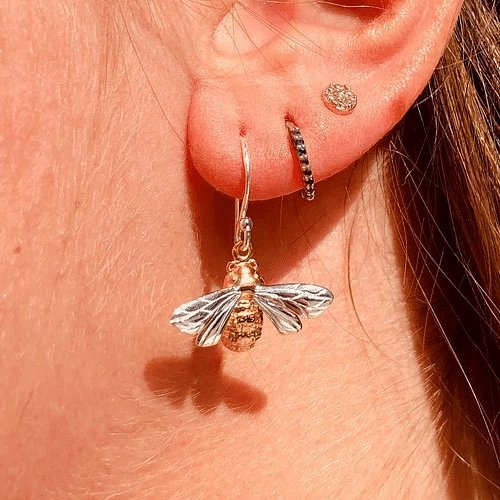 Bee Sterling Silver Earrings - Cotswold Jewellery