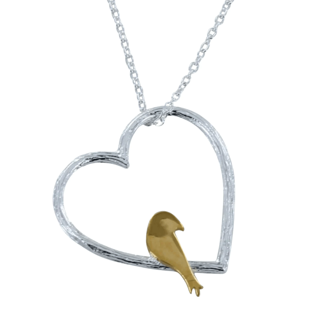Bird & Heart Necklace - Cotswold Jewellery
