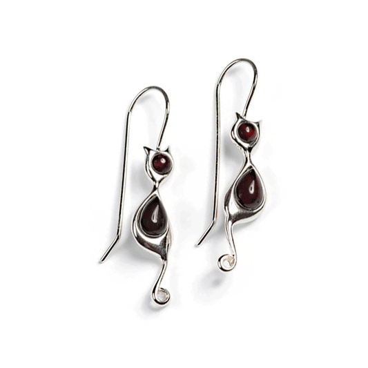 Black Cat Baltic Cherry Amber Earrings - Cotswold Jewellery