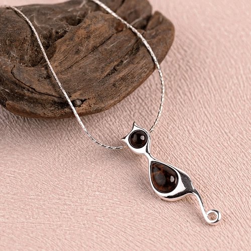 Black Cat Baltic Cherry Amber Necklace - Cotswold Jewellery