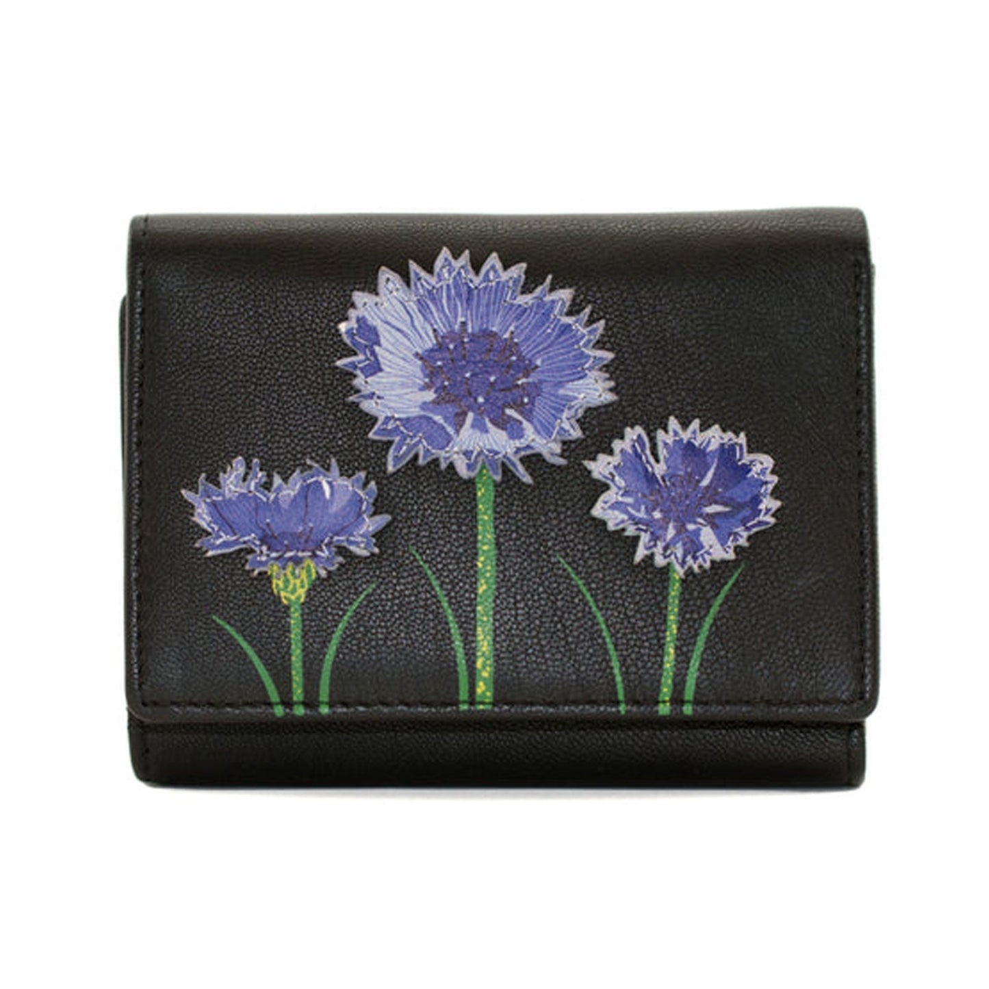 Black Flower Trifold Purse - Cotswold Jewellery