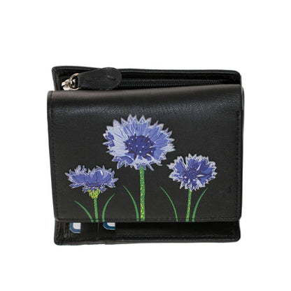 Black Flower Trifold Purse - Cotswold Jewellery