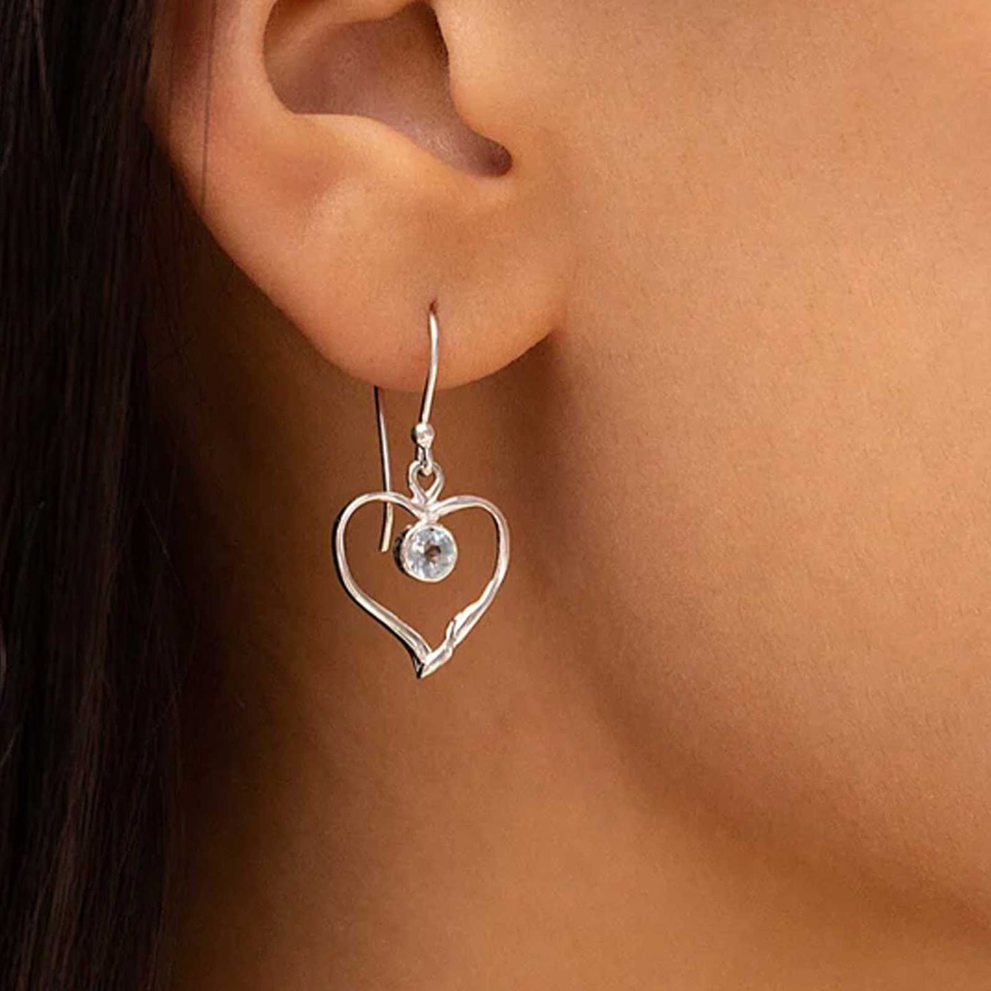 Blue Topaz Heart Earrings - Cotswold Jewellery