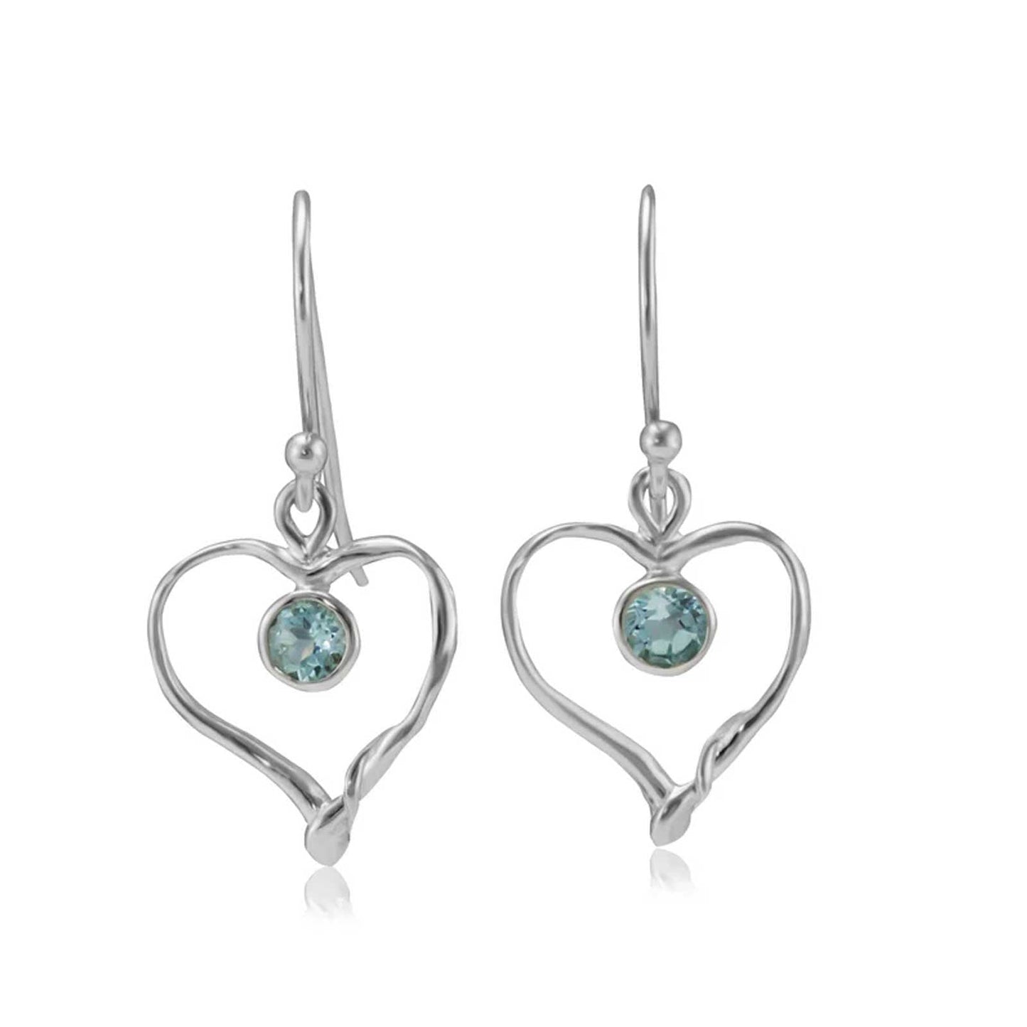 Blue Topaz Heart Earrings - Cotswold Jewellery