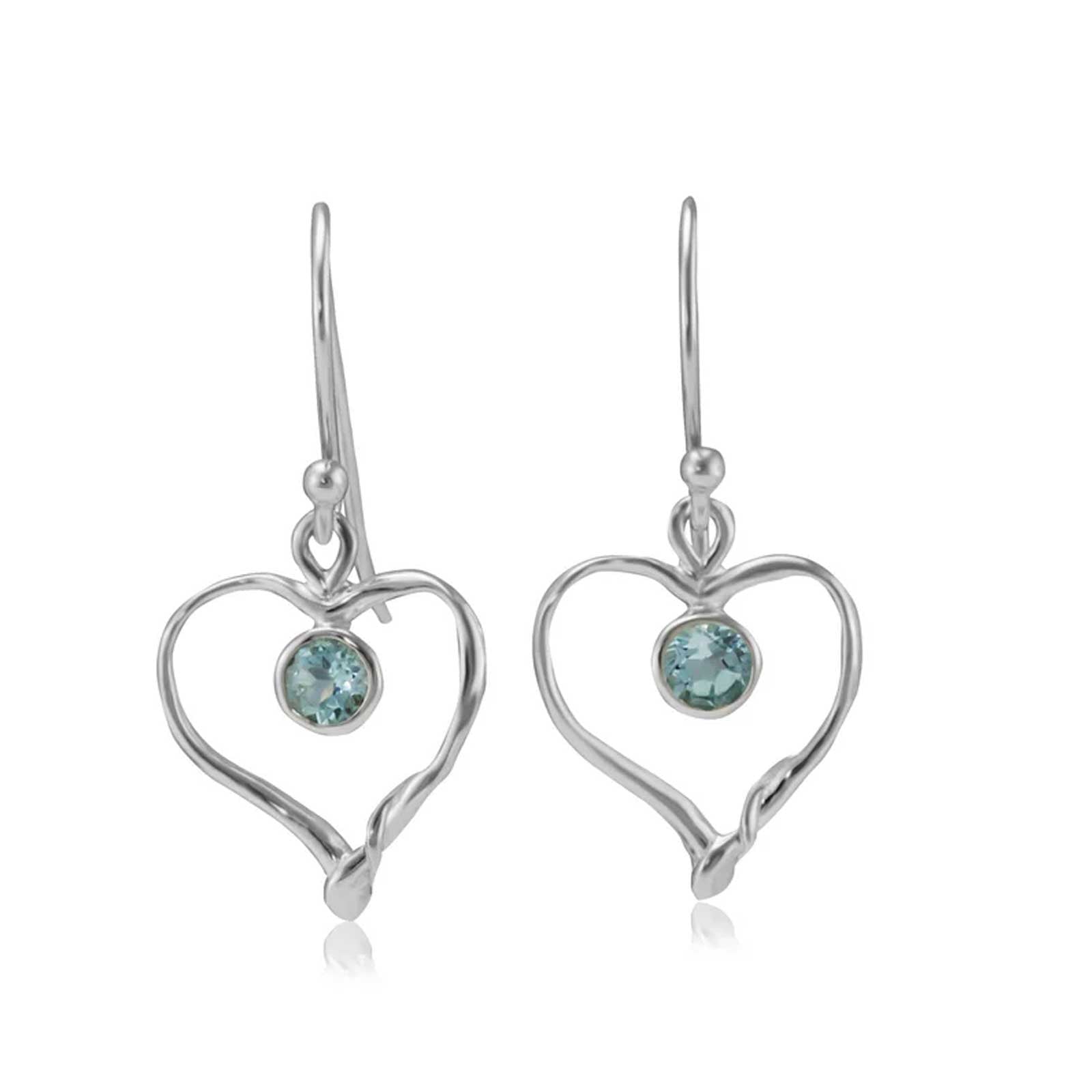 Blue Topaz Heart Earrings - Cotswold Jewellery