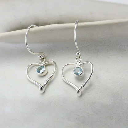 Blue Topaz Heart Earrings - Cotswold Jewellery