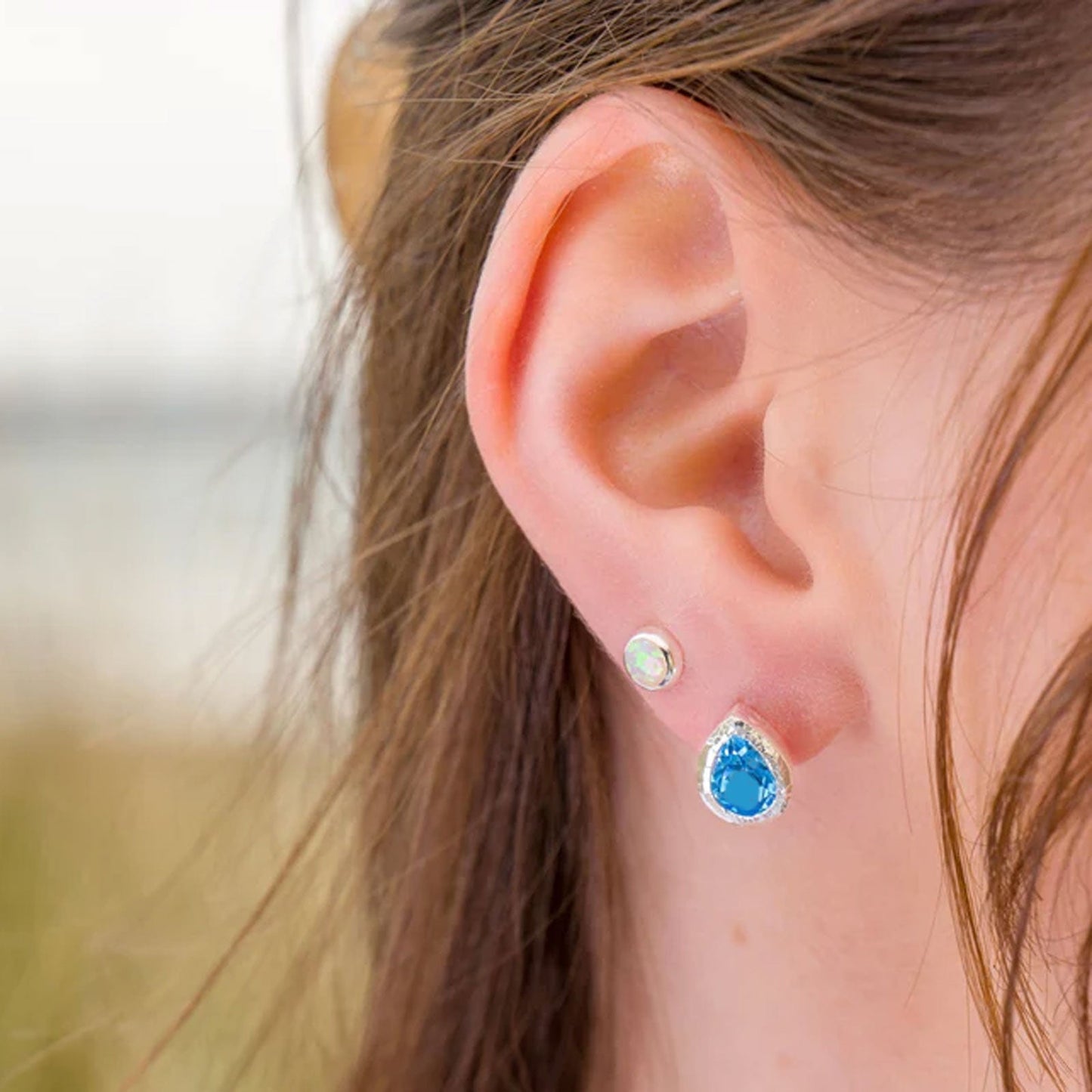 Blue Topaz Tear Drop Stud Earrings - Cotswold Jewellery