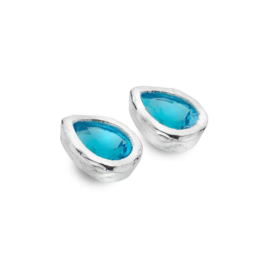 Blue Topaz Tear Drop Stud Earrings - Cotswold Jewellery