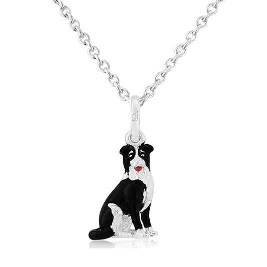 Border Collie Dog Recycled Sterling Silver Necklace - Cotswold Jewellery