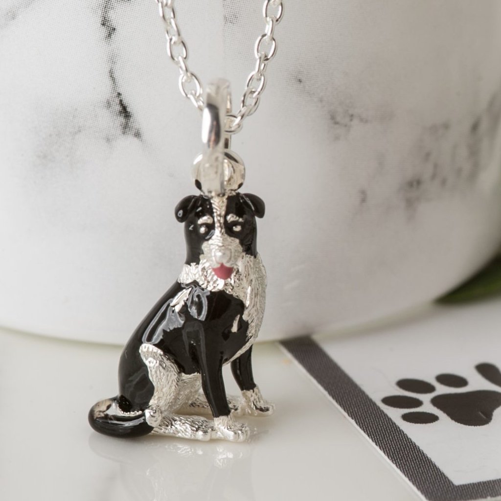Border Collie Oval Link Recycled Sterling Silver Bracelet - Cotswold Jewellery