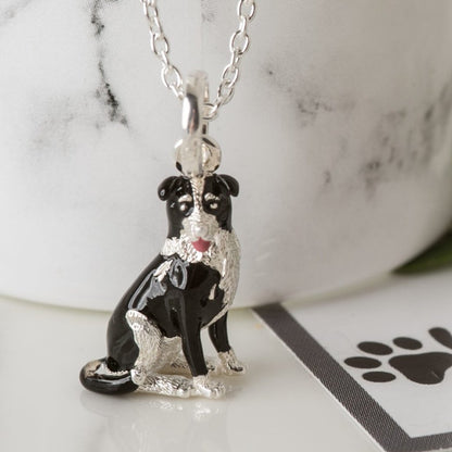 Border Collie Oval Link Recycled Sterling Silver Bracelet - Cotswold Jewellery