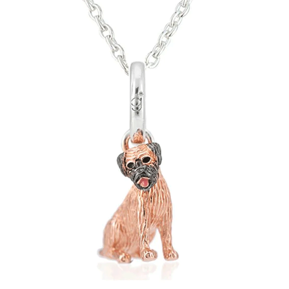 border terrier charm necklace on white background