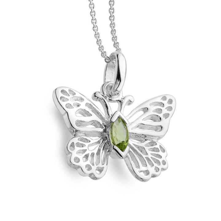 Butterfly Necklace Sterling Silver & Peridot - Cotswold Jewellery