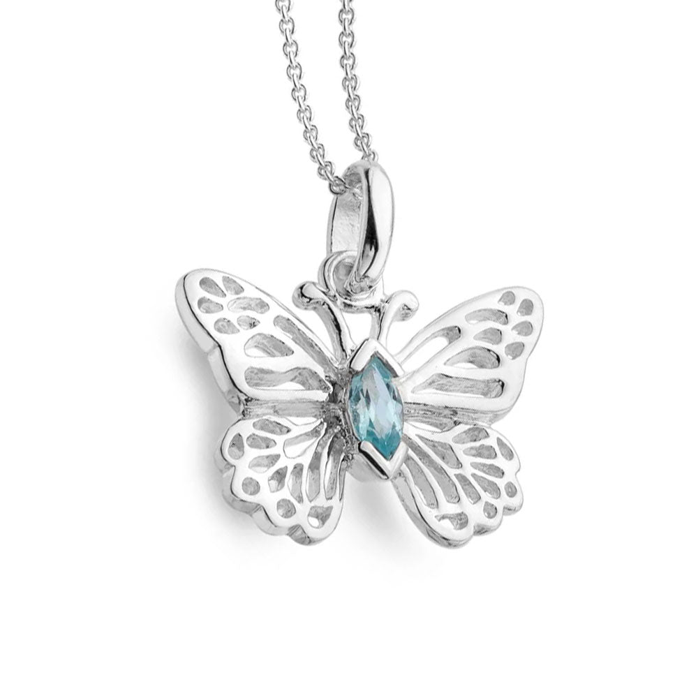 Butterfly Necklace Sterling Silver & Topaz - Cotswold Jewellery