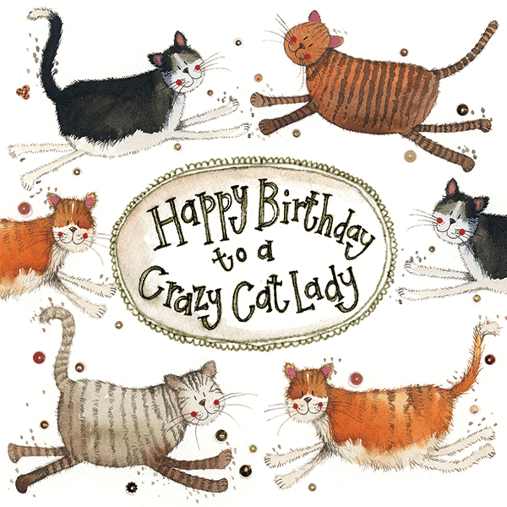 Cat Lady Birthday Card - Cotswold Jewellery