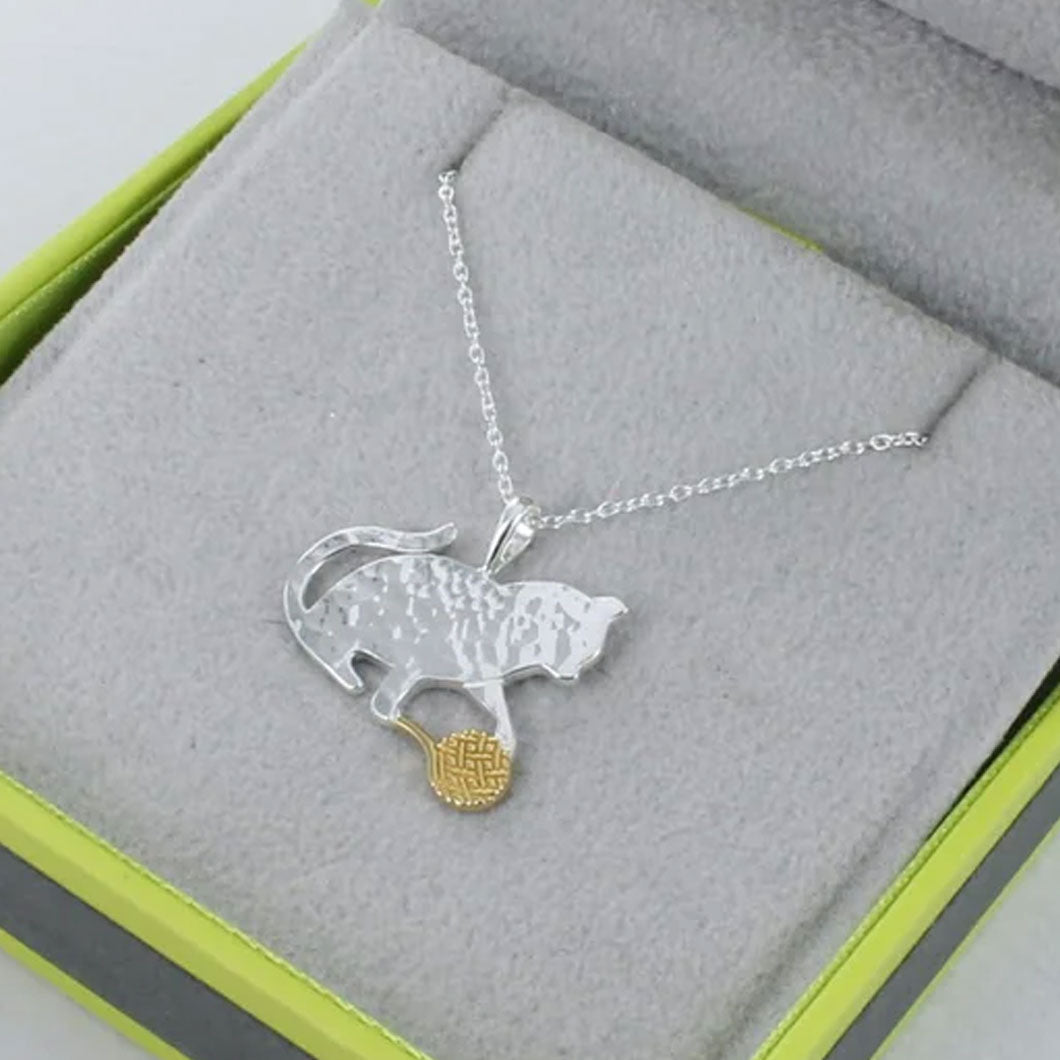 Cat & Wool Sterling Silver Necklace - Cotswold Jewellery