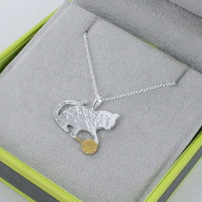 Cat & Wool Sterling Silver Necklace - Cotswold Jewellery