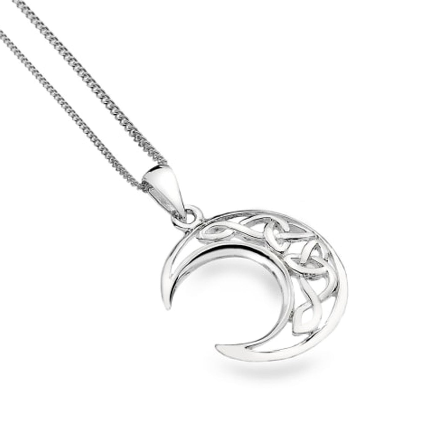 Celtic Knotwork Moon Sterling Silver Necklace