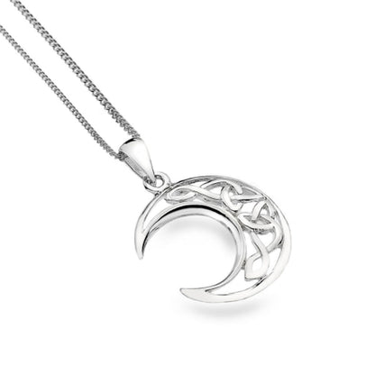 Celtic Knotwork Moon Sterling Silver Necklace