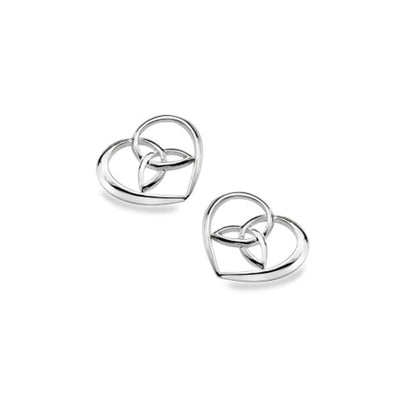 celtic heart stud earrings on white background