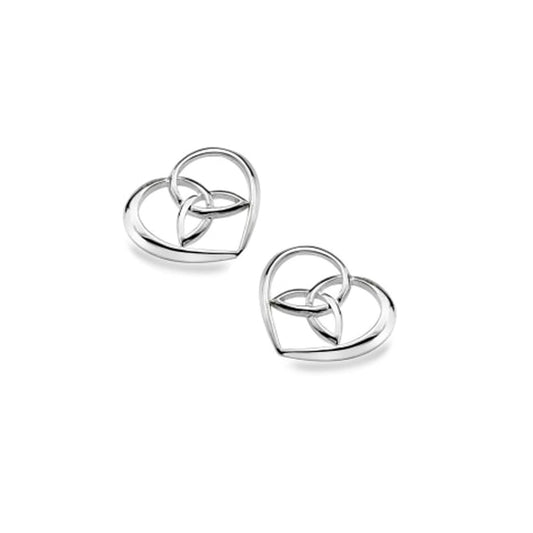 celtic heart stud earrings on white background