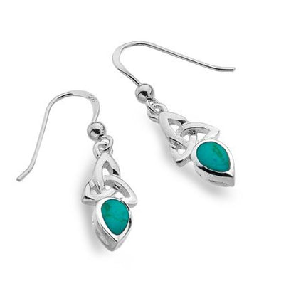 Celtic Trinity Knot Turquoise Sterling Silver Earrings