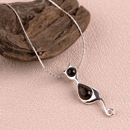 Cherry Amber Cat Necklace - Cotswold Jewellery