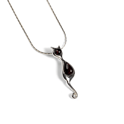 Cherry Amber Cat Necklace - Cotswold Jewellery