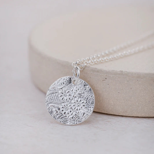 Lucy Kemp Textured Disc Necklace