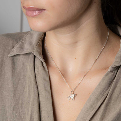 cocker spaniel necklace on a lady