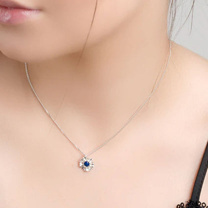 Cornflower Sterling Silver and Lapis Lazuli Flower Necklace - Cotswold Jewellery