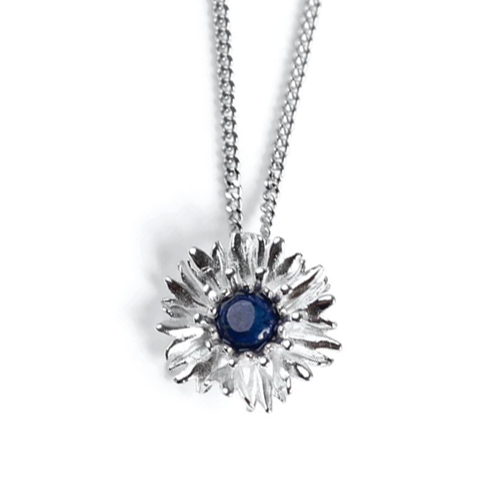 Cornflower Sterling Silver and Lapis Lazuli Flower Necklace - Cotswold Jewellery
