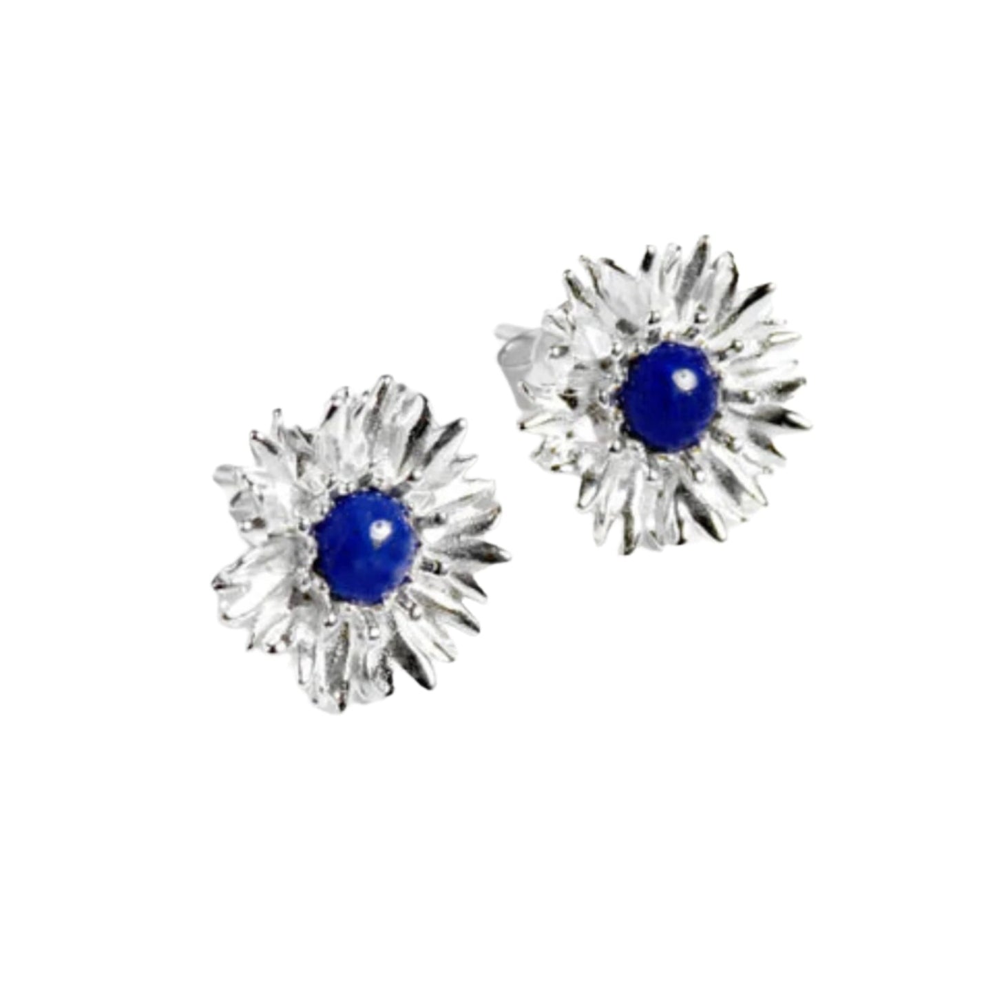Cornflower Sterling Silver and Lapis Lazuli Stud Earrings - Cotswold Jewellery