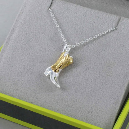 Cowboy Boot Sterling Silver Necklace - Cotswold Jewellery