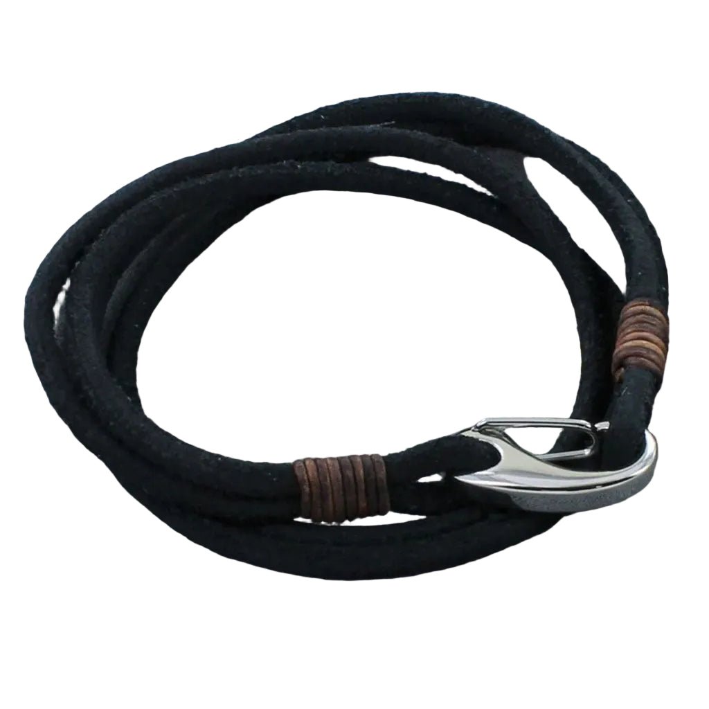 Cowboy Suede & Leather Black Bracelet - Cotswold Jewellery