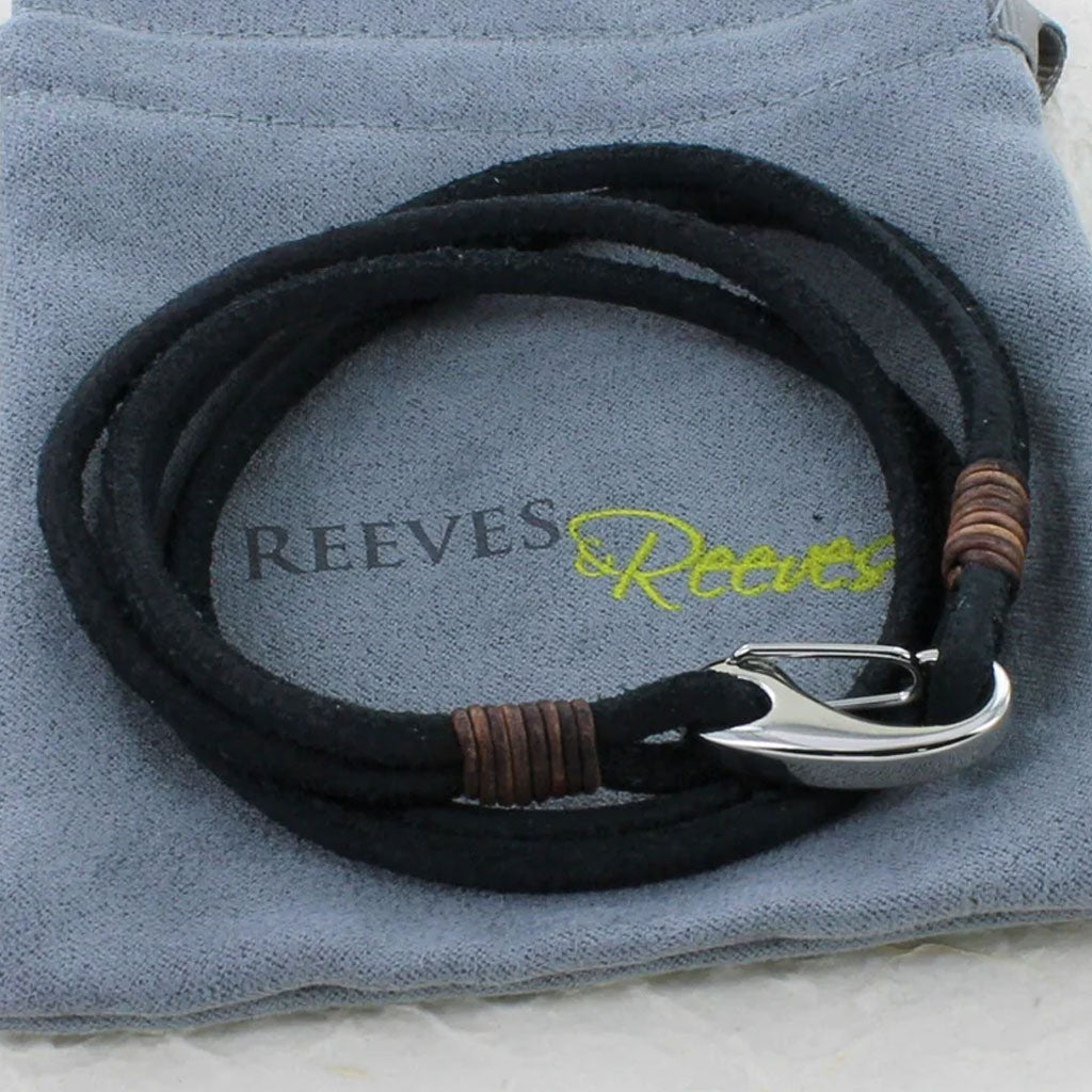 Cowboy Suede & Leather Black Bracelet - Cotswold Jewellery