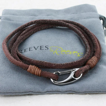 Cowboy Suede & Leather Brown Bracelet - Cotswold Jewellery