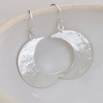 Crescent Moon Sterling Silver Handmade Earrings - Cotswold Jewellery