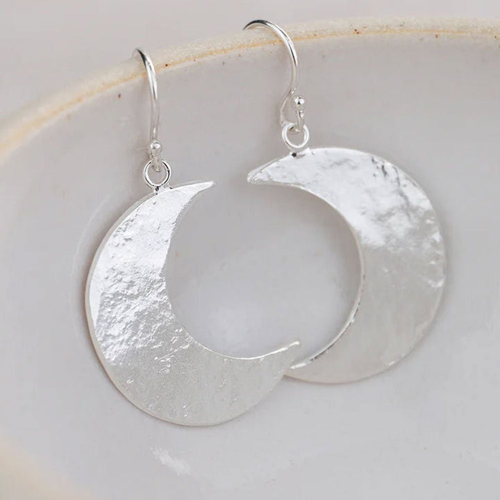 Crescent Moon Sterling Silver Handmade Earrings - Cotswold Jewellery