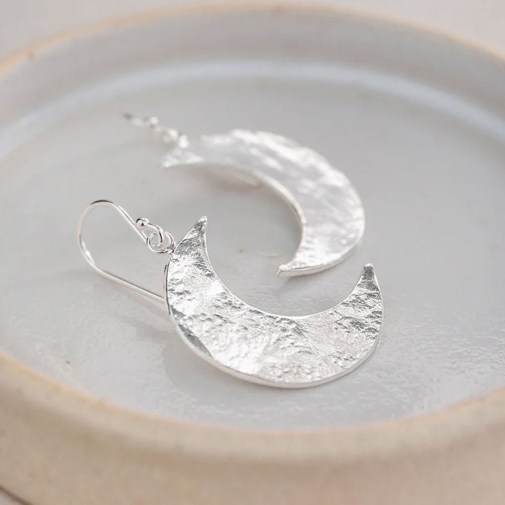 Crescent Moon Sterling Silver Handmade Earrings - Cotswold Jewellery