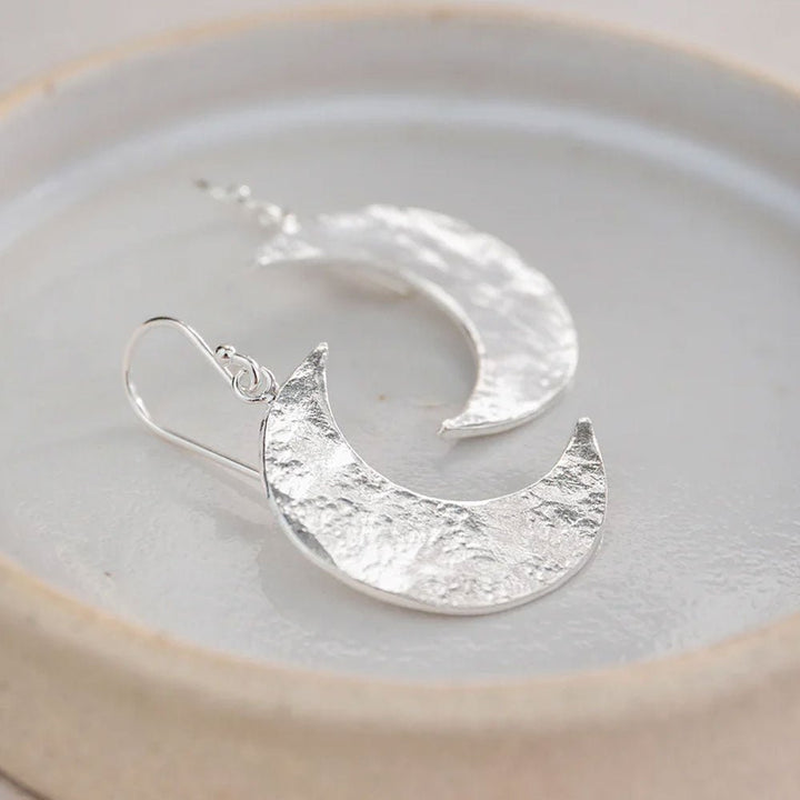 Crescent Moon Sterling Silver Handmade Earrings - Cotswold Jewellery