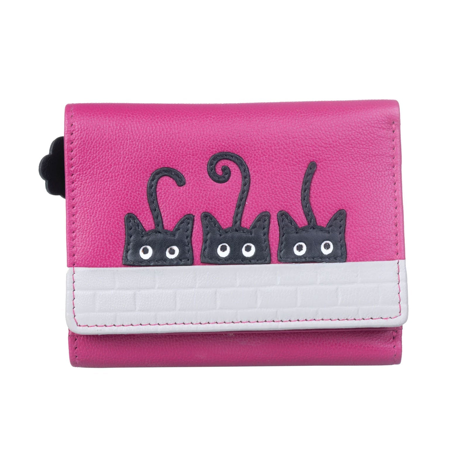 Cute Cats Pink Leather Trifold Purse - Cotswold Jewellery